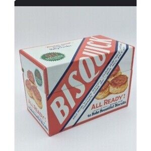 Vintage BISQUICK Tin Metal Recipe Box 1978 with Recipes Cooking Dividers